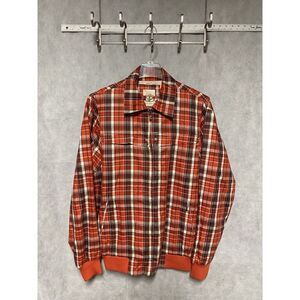 Pelle Pelle Jacket Men L Orange Tartan Plaid Zip Bomber Windbreaker Coat Y2K VTG